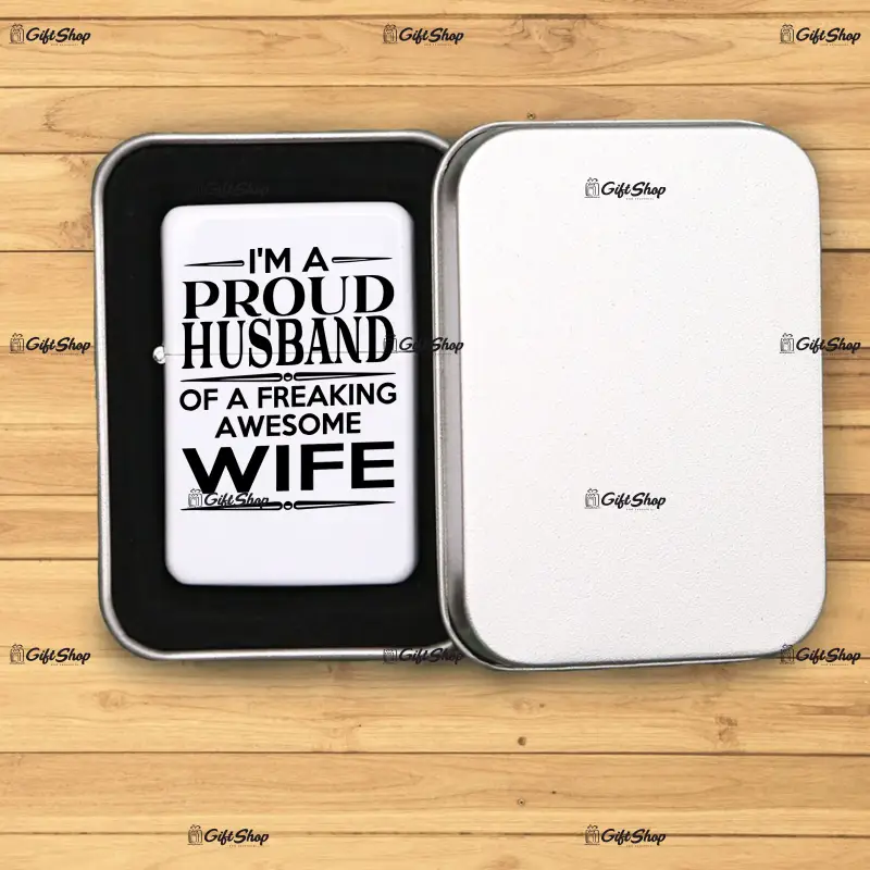 I`m a proud husband, bricheta metalica gravata laser cu mesaj